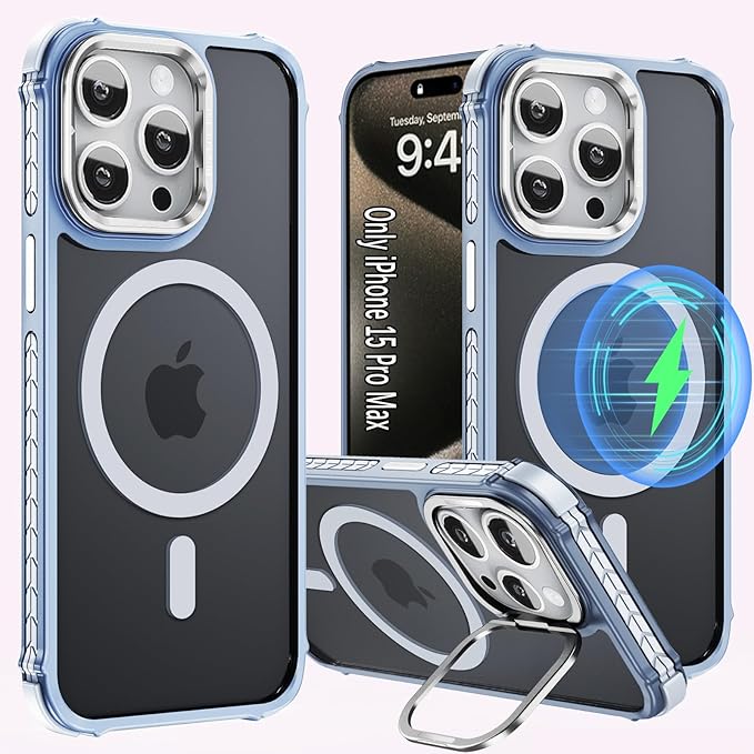 for iPhone 15 Pro Max Case, Compatible with MagSafe, Shockproof Slim Magnetic Case for iPhone 15 Pro Max (Grey)