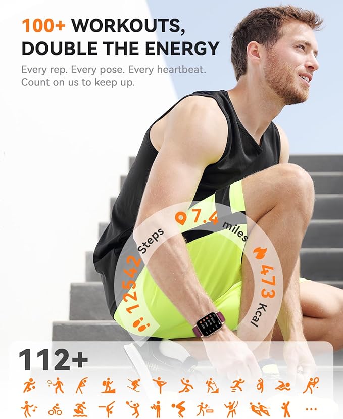 Smart Watches for Men Women(Answer/Make Call), 1.85 inch HD Fitness Tracker Watch with Activity Counter/Sleep Monitor/ 110+ Sports Modes, IP68 Waterproof Smart Watch for Andriod iPhone iOS Compatible