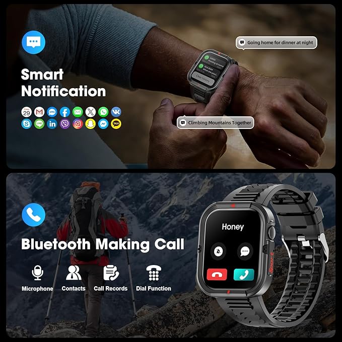 Smart Watches for Women with Android Samsung iPhone Compatible[Calls/Answer] 1.85" Smartwatch with Sleep/Heart Rate Monitor,100+ Sports Fitness Tracker,Pedometer for Steps Miles (Black-red)