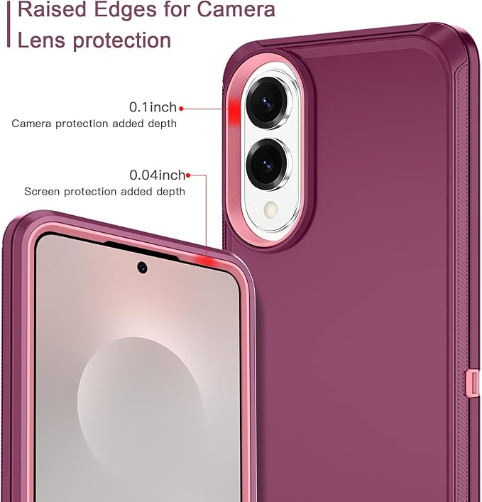 for Samsung Galaxy S25 Edge Case Heavy Duty Protective Shockproof Dropproof 3-Layer Full Body Protection [Without Screen Protector] Tough Rugged Case for Galaxy S25 Edge,Purple/Pink