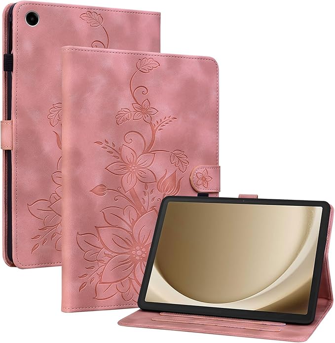 Case for Samsung Galaxy Tab A9+/ A9 Plus 11 inch 2023 SM-X210/ X215/ X216, Premium PU Leather Case with Pen Holder and Magnetic Clasp Stand, Pink