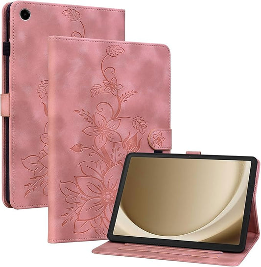 Case for Samsung Galaxy Tab A9+/ A9 Plus 11 inch 2023 SM-X210/ X215/ X216, Premium PU Leather Case with Pen Holder and Magnetic Clasp Stand, Pink