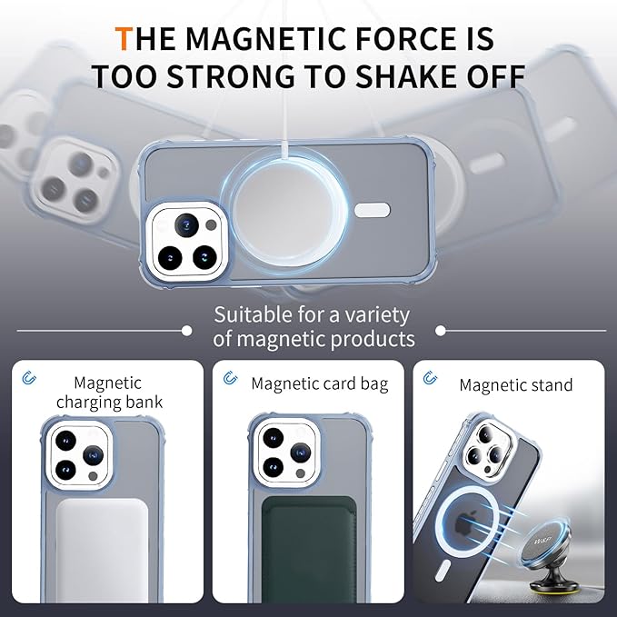 for iPhone 15 Pro Case with Stand, Supports Wireless Charging,Compatible with MagSafe, Shockproof Slim Magnetic Case for iPhone 15 Pro, Grey