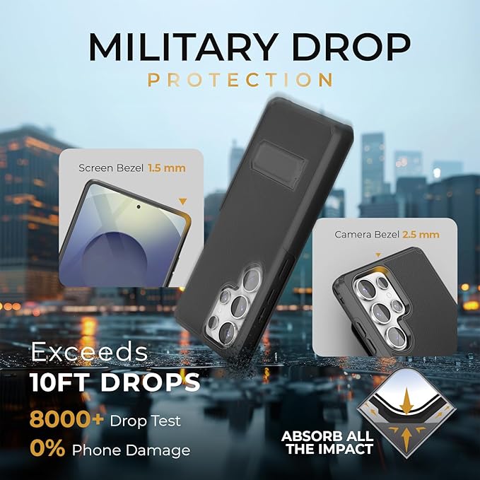 MOTIVE Designed for Samsung Galaxy s25 Ultra Case with Belt Clip, Compatible with MagSafe Qi2, Dual-Layer 10FT Military Grade Drop Protection, Shockproof s25 Ultra Holster Case 6.9” | Black