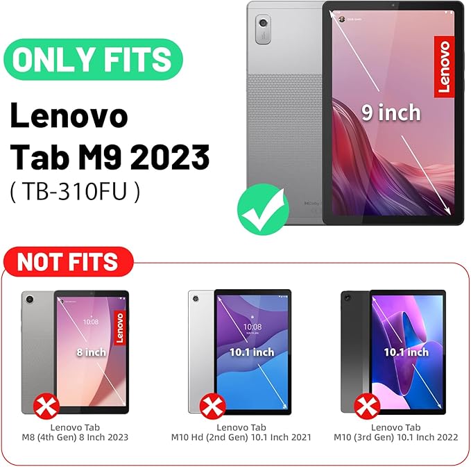 HXCASEAC Case for Lenovo Tab M9 2024/2023 (TB-310FU), with Screen Protector/Rotating Hand Strap/Sturdy Stand, Protective Cover for Lenovo M9 Tablet Case 9 inch, Green