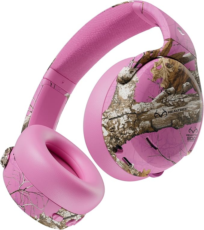 Skullcandy Crusher ANC 2 Wireless Over-Ear Bluetooth Headphones with Multi-Sensory Bass, Active Noise Cancelling, Up to 60 Hours Battery, Microphone for iPhone Android - Realtree Edge Colors Pink