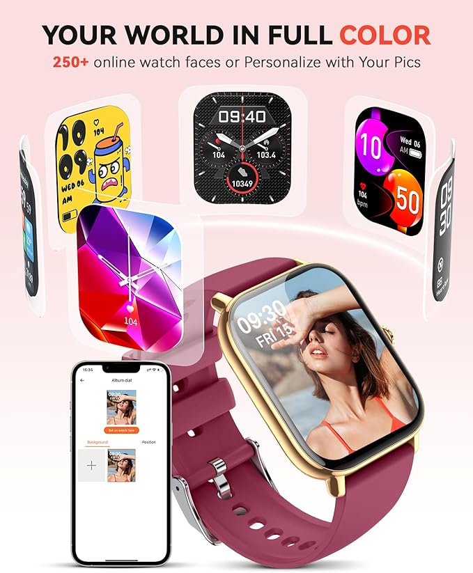 Smart Watch for Women Men, Bluetooth Call, 1.91'' HD Full Touchscreen Fitness Step Tracker Watch for Android iPhone Compatible, IP68 Waterproof Smartwatch With Sleep Monitor/Activity Tracker/Pedometer