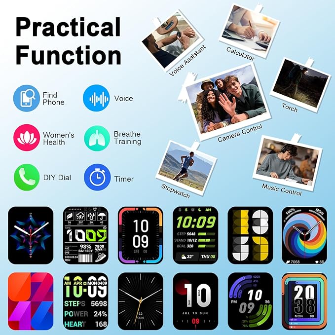 Smart Watch(Answer/Make Call), 1.91" Smartwatch for Men Women, NEW Fitness Watch with 110+ Sport Modes, Fitness Activity Tracke with Pedometer/Sleep Monitor/Heart Rate/IP68 Waterproof, for Android iOS