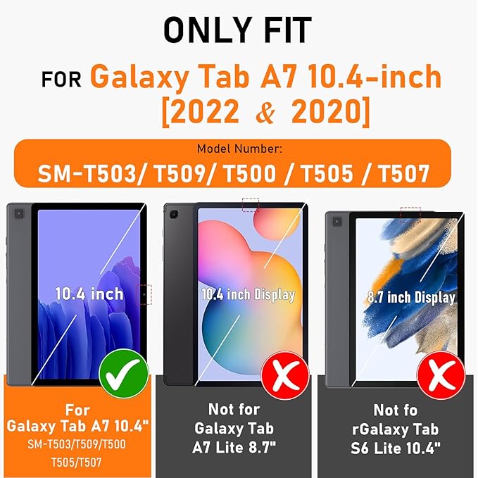 Tablet Case for Samsung Galaxy Tab A7 10.4 Inch 2020 (SM-T500/T505/T507) PU Leather Folio Flip Cover for Tab A7 SM T500 Multi-Angle Stand with Card Pocket ＆ Hand Starp,Black