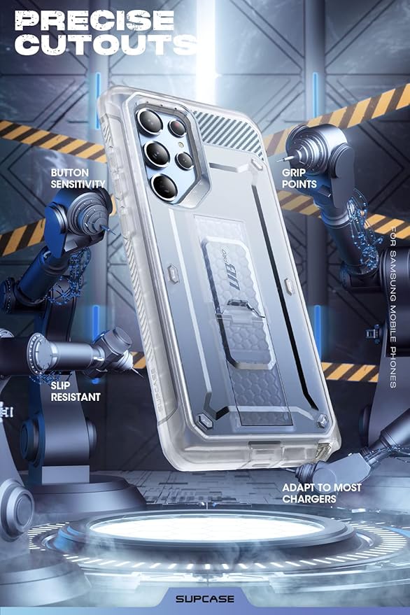 SUPCASE for Samsung Galaxy S22 Ultra Case with Stand, [Unicorn Beetle Pro] [2 Front Frames] [Built-in Screen Protector & Belt-Clip] Military-Grade Protection Phone Case for Galaxy S22 Ultra, Clear