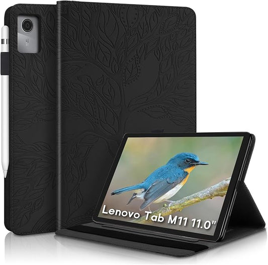 Portfolio Cover for Lenovo Tab M11 / K11, Unique Tree Design with Card Slots, Slim and Lightweight with Magnetic Auto Sleep, Precise Cutouts Case Compatible with Lenovo Tablet M11 TB-330FU Black