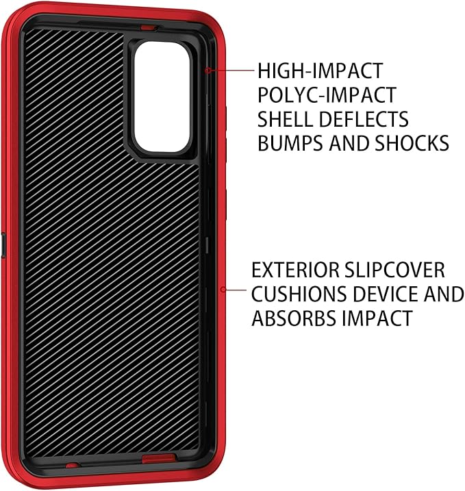 for Galaxy S20 FE 5g Case,Shockproof Dropproof Dustproof 3-Layer Full Body Protection Rugged Heavy Duty High Impact Hard Cover Case for Galaxy S20 FE 6.5 inch,Red/Black