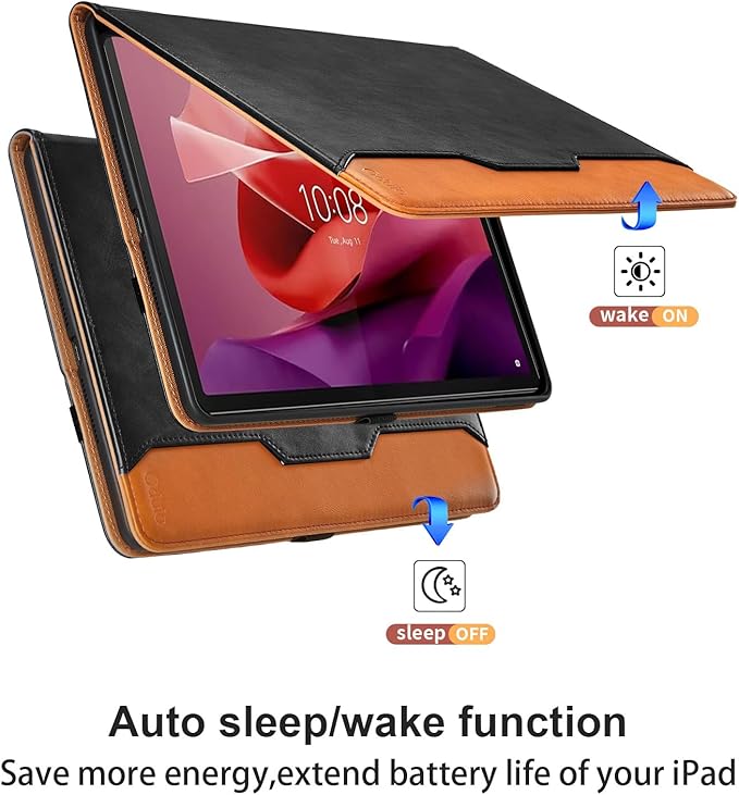 Case for Lenovo Tab P12/Xiaoxin Pad Pro 12.7 Inch 2023 (TB370FU) - PU Leather Business Folio Case with Pocket, Auto Wake/Sleep Smart Tablet Cover,Black