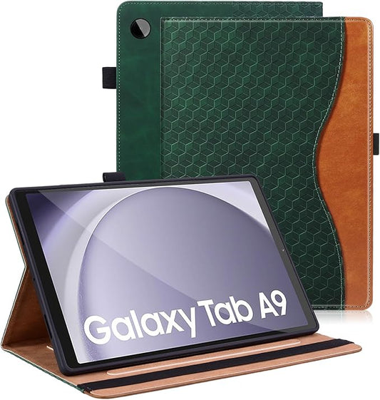 Case for Samsung Galaxy Tab A9 8.7 Inch Cover 2023 PU Leather Cover Multi-Angle Viewing Stand with Card Pocket for Galaxy Tab A9 Case,Retro Green