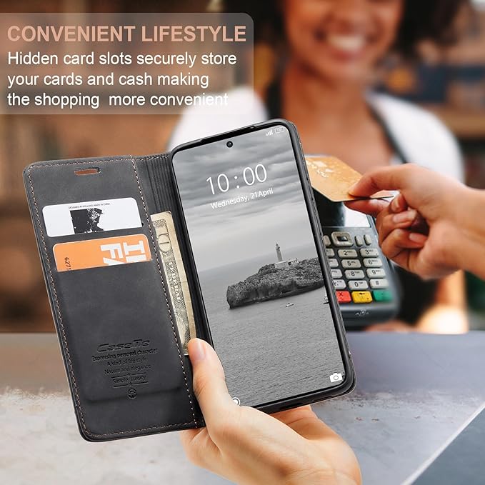 for Xiaomi Poco X6 Pro 5G Case, Flip Wallet Leather Case with Card Holder Magnetic Closure Shockproof Kickstand Protective Phone Cases Cover for Xiaomi Poco X6 Pro 5G,Black