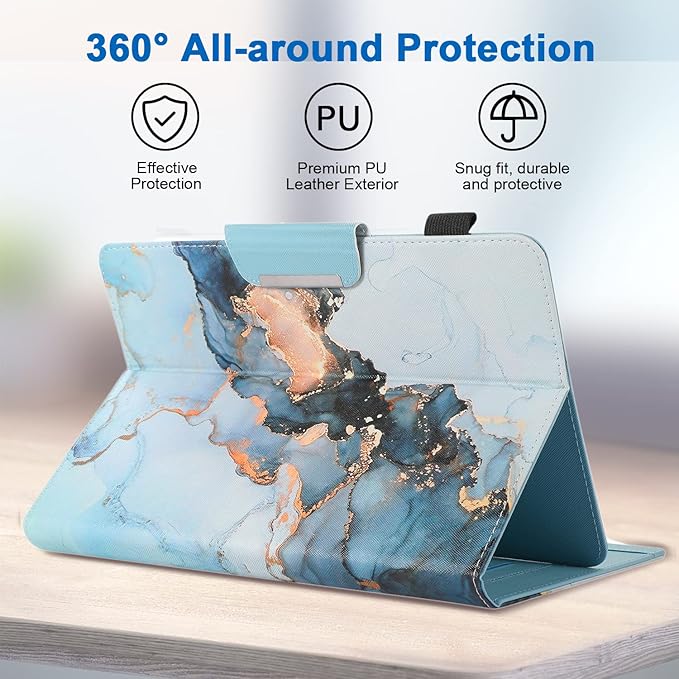 JZCreater 10 Inch Tablet Case, Universal 10 10.1 Inch Android Tablet Cover, Multi-Angle Viewing Stand Case for 9.5-10.5 Inch Tablet, Ink Marble