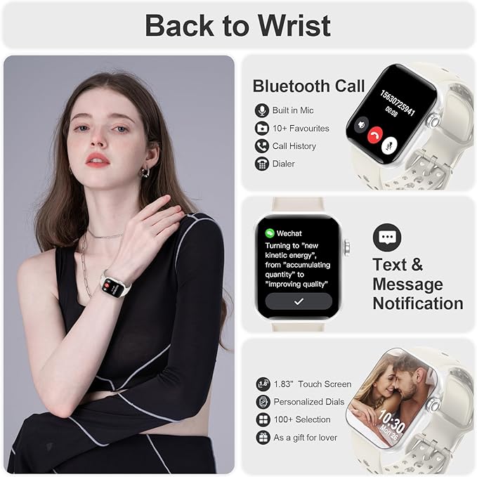 Smart Watches for Men Women 1.83" HD Display Activity Fitness Tracker Smartwatches for Android iOS Phones with Bluetooth Call/Heart Rate/Blood Pressure/Sleep Monitor/100+ Sport/IP67 Waterproof, Gray