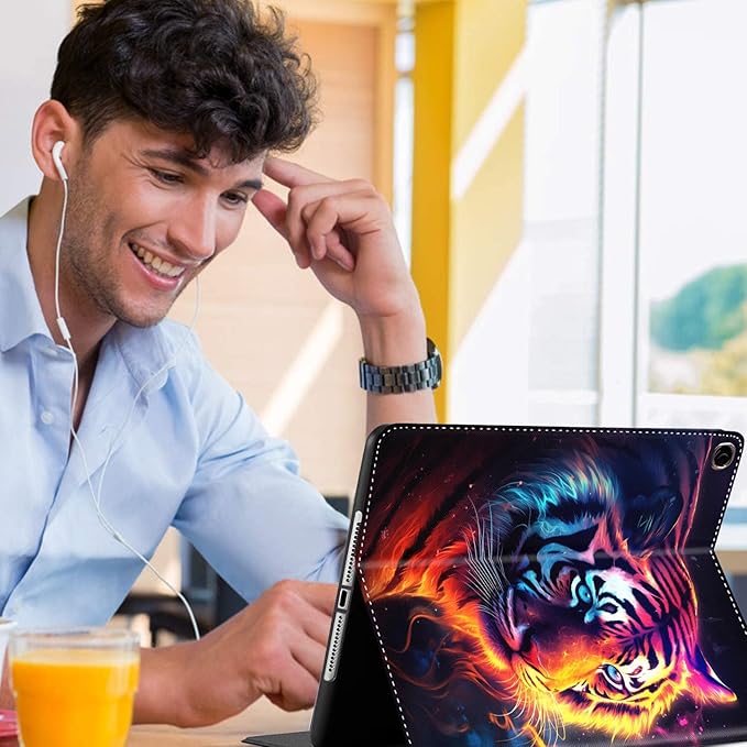 Case for Samsung Galaxy Tab A9 Plus 11 inch 2023，Slim Fit Foldable Standing Cover Case with Auto Sleep/Wake for Galaxy Tab A9+ 11’2023 (SM-X210/X216/X218)，Colorful Tiger