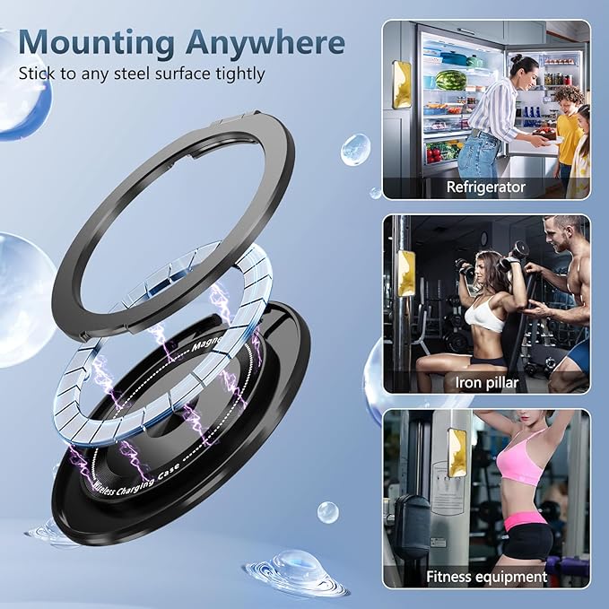 for Samsung Galaxy S22 Case Magnetic Compatible with MagSafe Wireless charging,with 360°Kickstand Ring,for S22 Phone Case with Screen Protector, Military Grade Drop Protection Shockproof Black