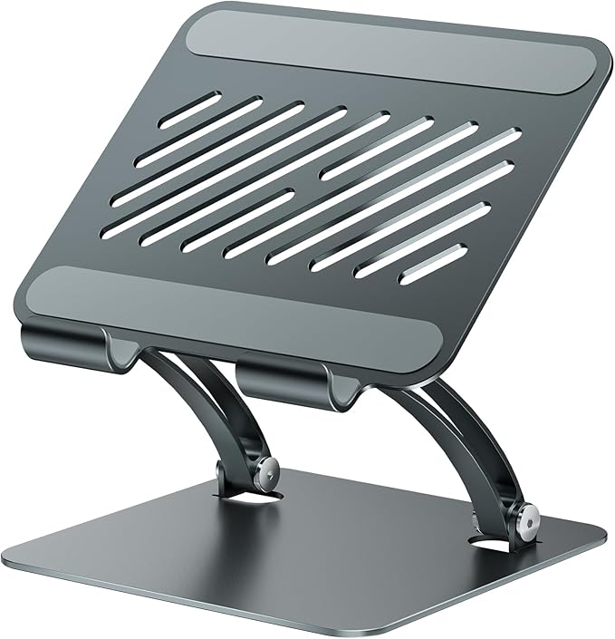 tounee Tablet Holder Stand, Dual Rod Adjustable Aluminum Desktop Stand, Compatible with 4.7-16.5" iPads, Surface Tablets, Portable Monitors, Kindle & More (Gray)