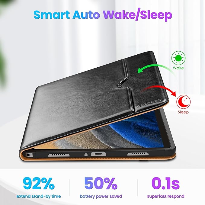 DTTO for Samsung Galaxy Tab A9 Plus 11 inch Case 2023, Premium Leather Business Folio Stand Cover with Hand Strap for Galaxy Tab A9+ 11’’ 2023 Model (SM-X210/X216/X218) - Auto Wake/Sleep, Black
