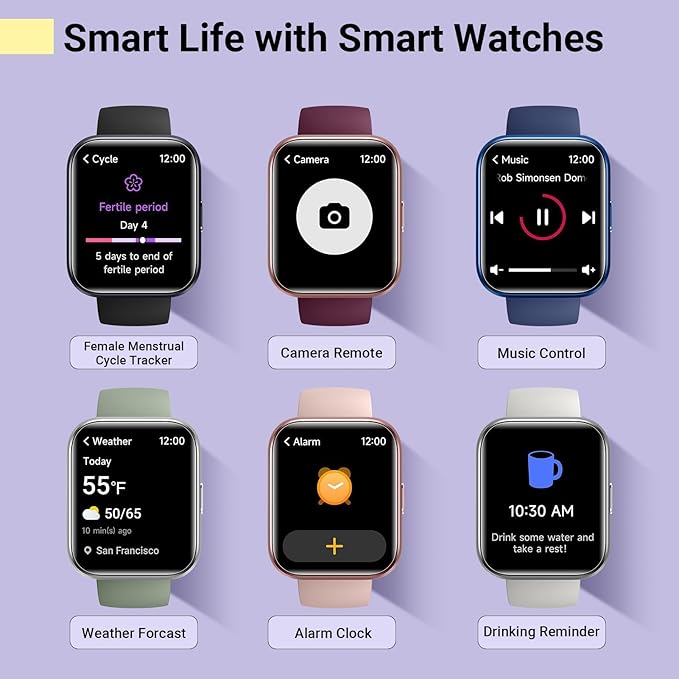 Smartwatch for Women, Compatible with Android & iPhone, 1.8'' Fitness Tracker Watch with Alexa, Call & Notification Alerts, Heart Rate & Sleep Monitor, 120 Sports Modes, Waterproof Watch for Women