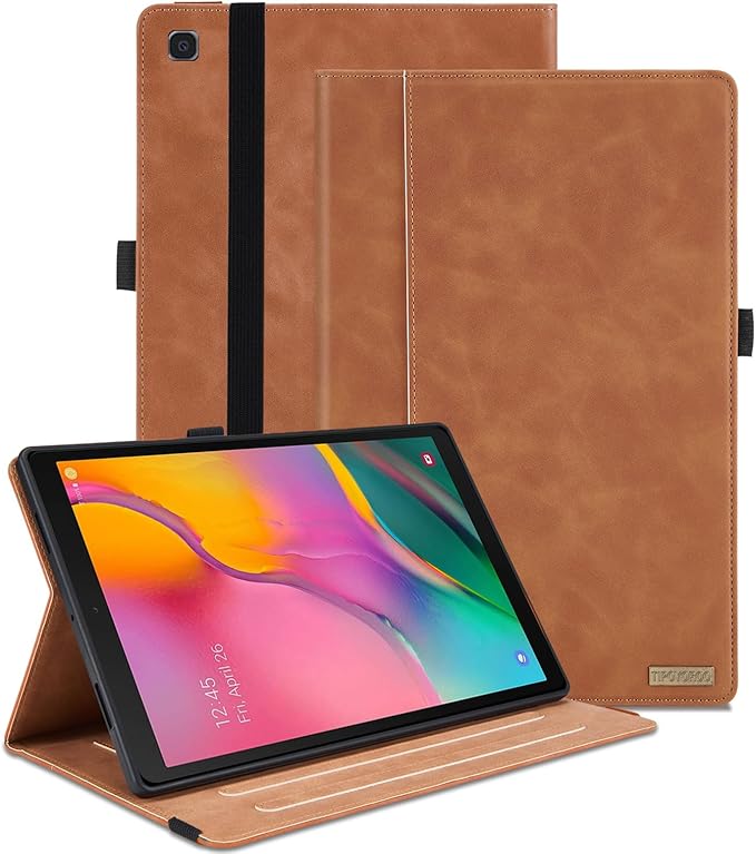Case for Samsung Galaxy Tab A 10.1 2019 (SM-T510/T515) Multi-Angle Viewing Smart Cover with Pocket, Business PU Leather with Card Slot for Galaxy Tab A 10.1 Inch 2019 Tablet, Brown