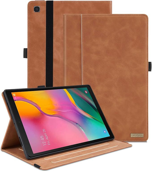 Case for Samsung Galaxy Tab A 10.1 2019 (SM-T510/T515) Multi-Angle Viewing Smart Cover with Pocket, Business PU Leather with Card Slot for Galaxy Tab A 10.1 Inch 2019 Tablet, Brown