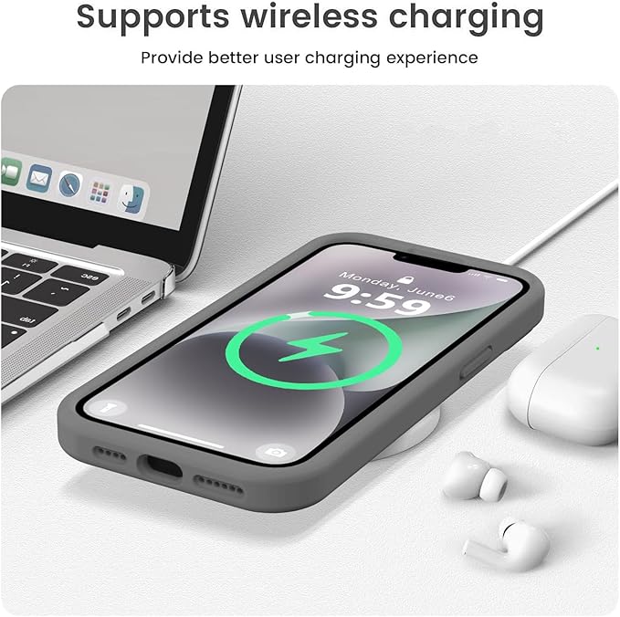 Vooii Compatible with iPhone 13 Pro Max Case, Liquid Silicone Upgrade [Camera Protection] [Soft Anti-Scratch Microfiber Lining] Shockproof Phone Case for iPhone 13 Pro Max 6.7 inch - Dark Grey