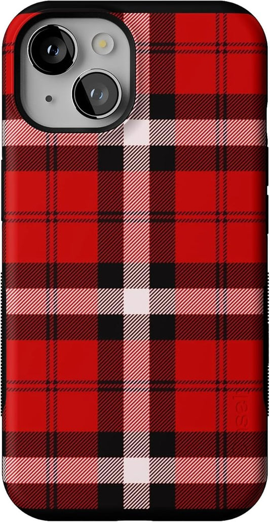 Casely iPhone 14 Case | As if! | Red Plaid | Compatible with MagSafe | Bold Protective Design