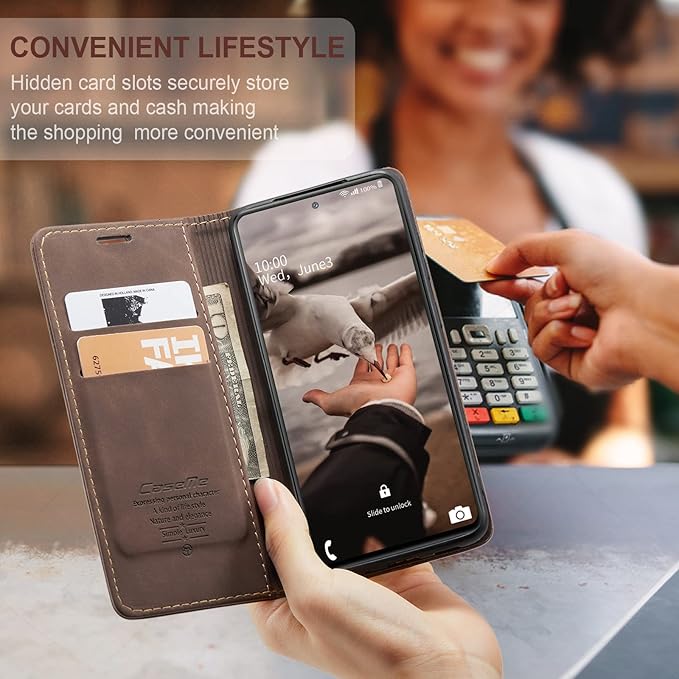 for Samsung Galaxy S20 FE Case, Flip Wallet Leather Case with Card Holder Magnetic Closure Shockproof Kickstand Protective Phone Cases Cover for Samsung S20 FE,Coffee