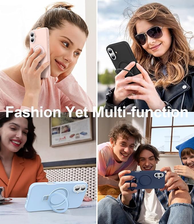 ZHK Liquid Silicone Designed for iPhone 17 Case with Magnet Stand, [Precise Camera Lens Protection][Mil-Grade Drop Shockproof][Soft Anti-Scratch Microfiber Lining] Slim Fit Cover, Navy Blue