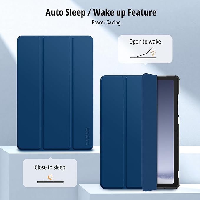 CACOE Case for Samsung Galaxy Tab A9+ Plus 11 Inch 2023 (SM-X210/X216/X218) with Screen Protector, Foldable Stand Slim Protective Case, Auto Screen On/Off, Sea Blue