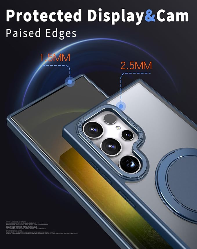 Magnetic Stand Case for Samsung Galaxy S22 Ultra/S23 Ultra [with 2 Screen Protectors] [360° Rotation Magnetic Stand] [Compatible with Magsafe] Military-Grade Drop Protection Case, Blue