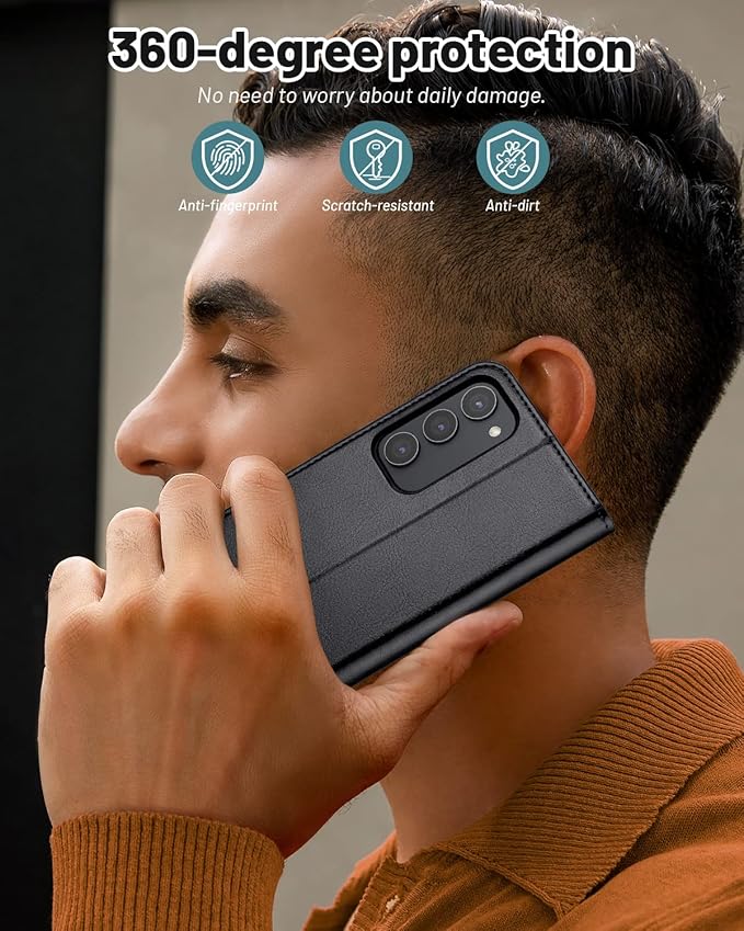 OCASE Compatible with Galaxy S23 5G Wallet Case, PU Leather Flip Folio Case with Card Holders RFID Blocking Kickstand [Shockproof TPU Inner Shell] Phone Cover 6.1 Inch (2023) - Black