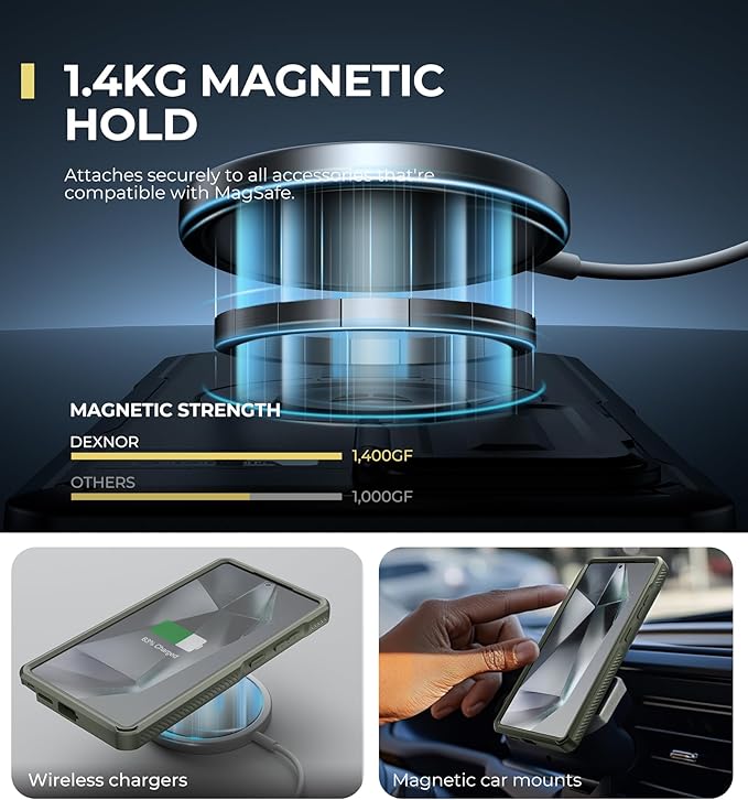 Dexnor for Samsung Galaxy S25 Ultra Case with Camera Cover & Adjustable Kickstand & Built-in Screen Protector, Magnetic Rugged Shockproof Bumper Cases Heavy-Duty Protective Cover (2025),Army Green