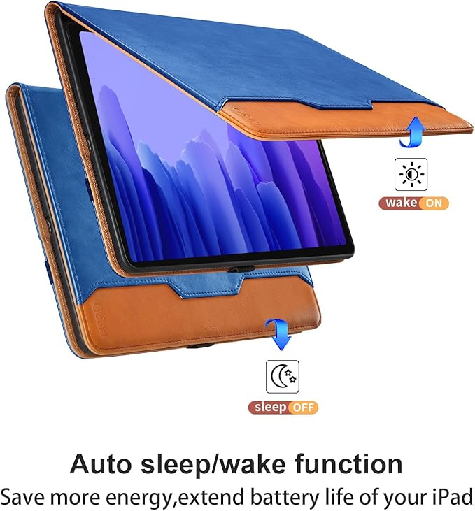 Case for Samsung Galaxy Tab A7 10.4 Inch 2020 (SM-T500/T505/T507) - PU Leather Folio Stand Case with Hand Starp and Pocket, Auto Wake/Sleep Smart Tablet Cover, Blue