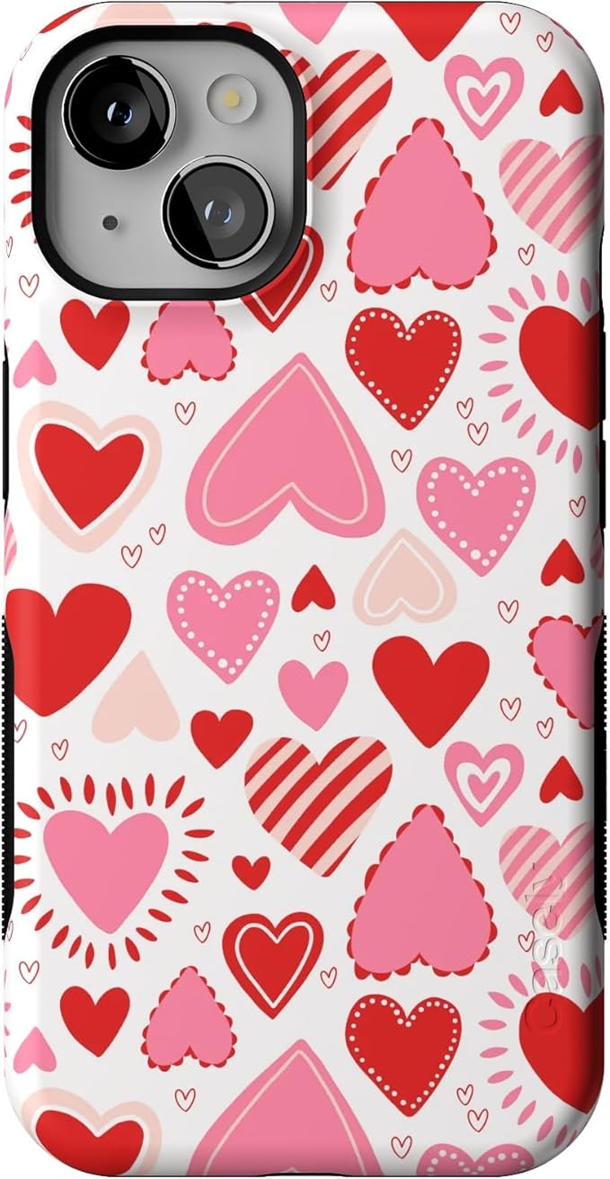 Casely iPhone 14 Case | Love Struck | Pink Heart Stickers | Compatible with MagSafe | Bold Protective Design