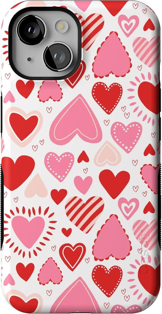 Casely iPhone 14 Case | Love Struck | Pink Heart Stickers | Compatible with MagSafe | Bold Protective Design