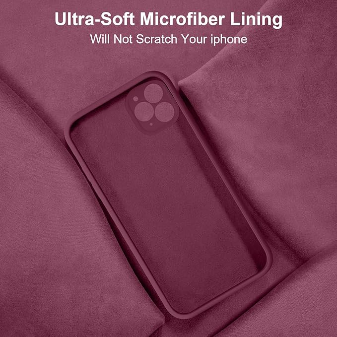 Vooii Compatible with iPhone 11 Pro Max Case, Upgraded Liquid Silicone with [Flat Edges] [Camera Protection] [Soft Anti-Scratch Microfiber Lining] Phone Case for iPhone 11 Pro Max - WineRed