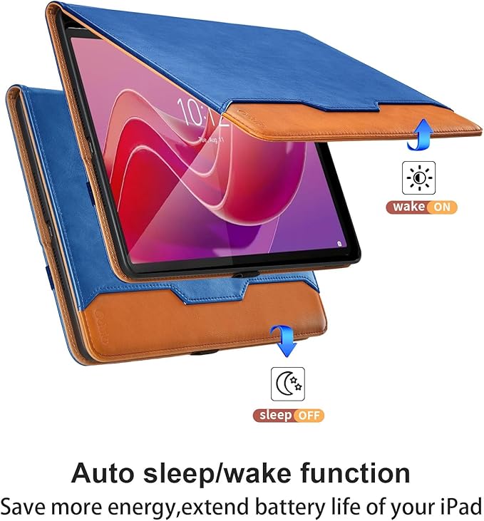 Case for Lenovo Tab M11 (TB-330FU/TB-331FC)/Tab K11 LTE 11 Inch 2024 - PU Leather Business Folio Case with Hand Strap and Pocket, Auto Wake/Sleep Smart Tablet Cover, Blue