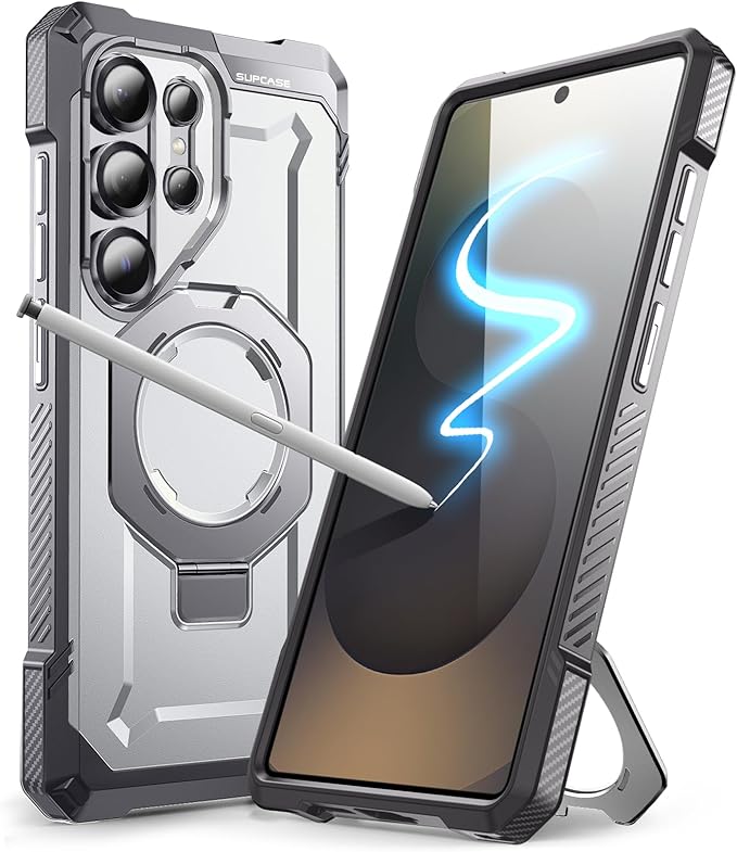 SUPCASE for Samsung Galaxy S25 Ultra Case with Stand (Unicorn Beetle Grip), [S Pen Friendly] [Compatible with MagSafe] [Military-Grade Protection] Magnetic Phone Case for S25 Ultra 6.9 Inch, White