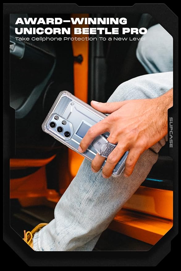 SUPCASE for Samsung Galaxy S22 Ultra Case with Stand, [Unicorn Beetle Pro] [2 Front Frames] [Built-in Screen Protector & Belt-Clip] Military-Grade Protection Phone Case for Galaxy S22 Ultra, Clear