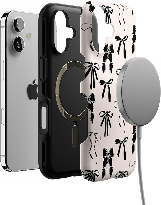Casely iPhone 17 Case | Goth Girlie | Black Bows | Bold Protective Design | Compatible with MagSafe