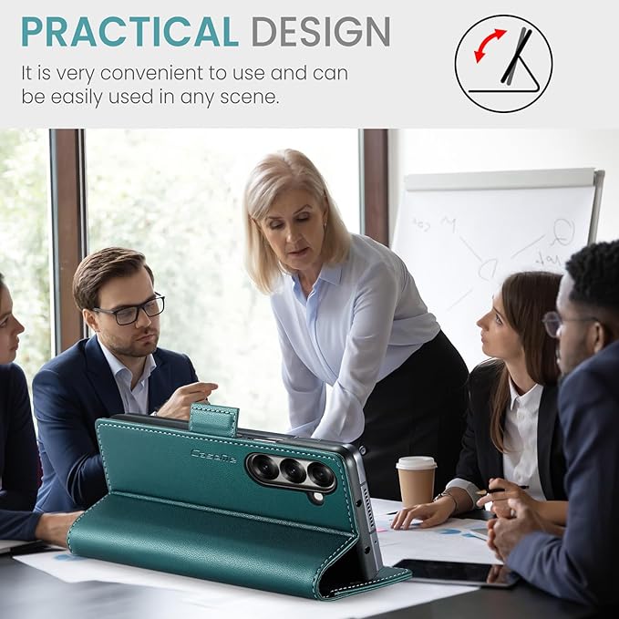 for Samsung Galaxy Z Fold 7 Case, Premium PU Leather Wallet Case Flip Cover with [RFID Blocking][Card Holder][Stand Function] Shockproof Protective for Samsung Galaxy Z Fold 7, Blue-Green