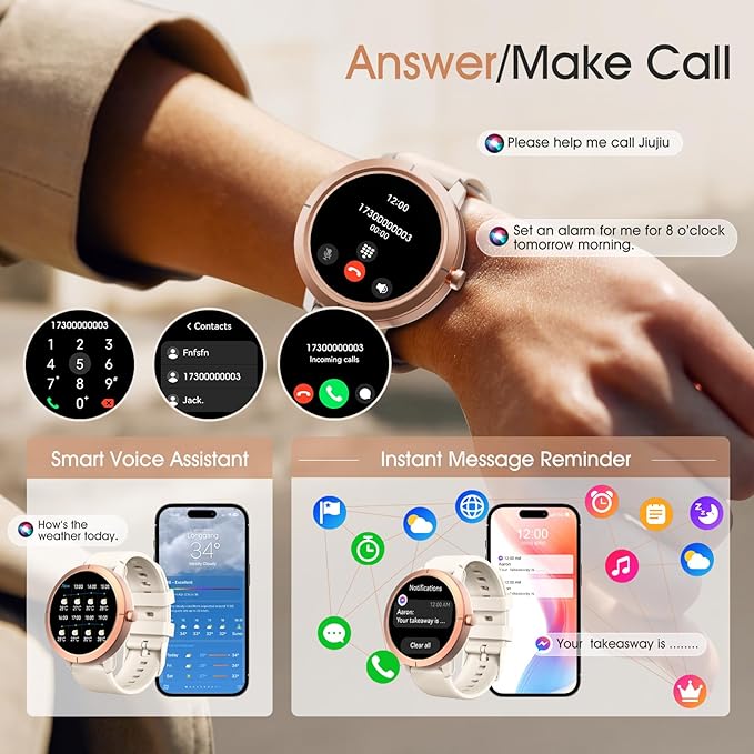 Ultra-high Precision GPS Smart Watches for Women Men, 1.32'' Amoled Screen & 24/7 Heart Rate/Health Fitness Watch, 170+ Sports Modes | 5ATM Waterproof | Compatible Android iOS