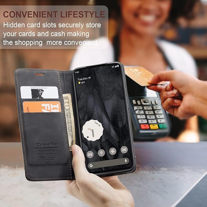 for Google 8 Pro Case, Flip Wallet Leather Case with Card Holder Magnetic Closure Shockproof Kickstand Protective Phone Cases Cover for Google 8 Pro,Black