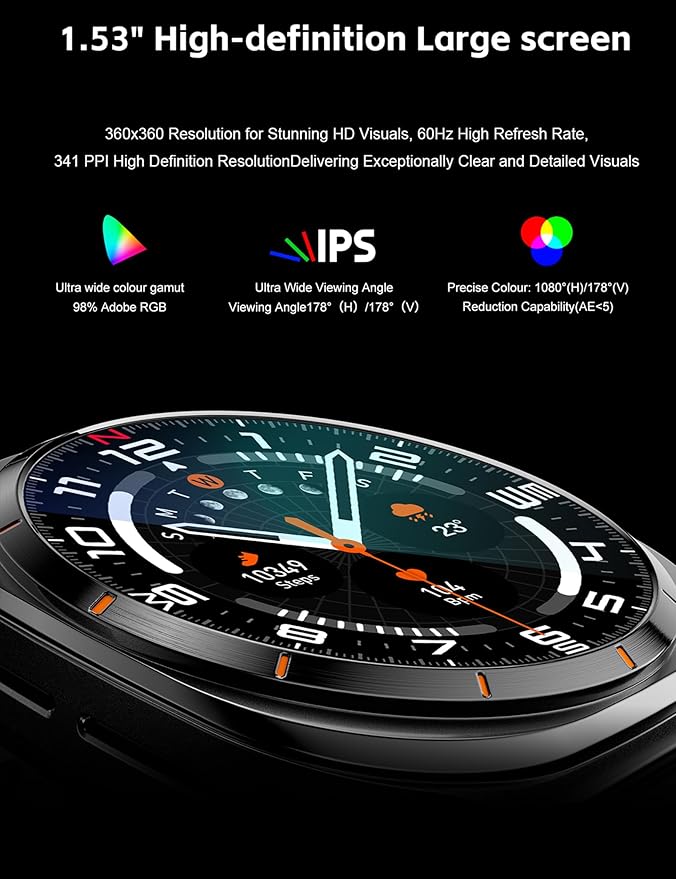 ZJX Smart Watch with Earbuds(Answer&Make Calls) 1.53" HD Screen Smartwatch for Men, Sports Watches 100+ Sports Modes (Cycling/Fitness/Hiking), Rugged Military Bluetooth Call Fitness Tracker