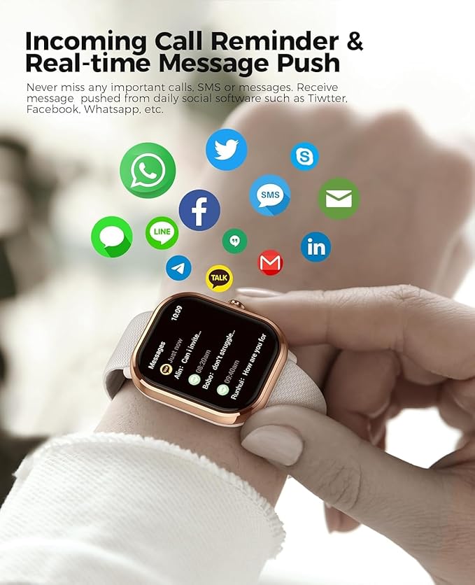 Smartwatch(Answer/Make Call), 1.96" Smart Watches for Women with 100 Sport Modes, IP68 Waterproof Fitness Tracker Compatible with iOS and Android (Gold Gray, 1.96)