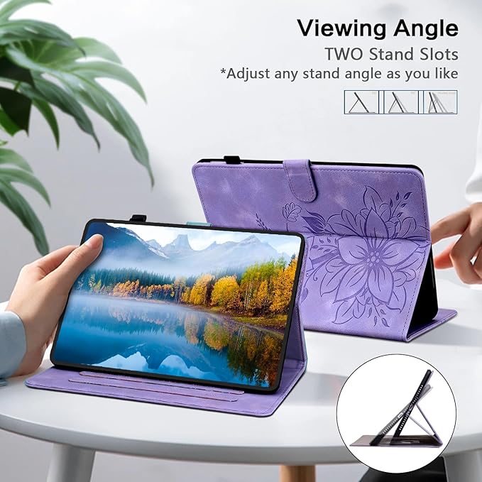 Case for Samsung Galaxy Tab A9+/ A9 Plus 11 inch 2023 SM-X210/ X215/ X216, Magnetic Clasp Stand Premium PU Leather Case with Pen Holder for Galaxy Tab A9 Plus Tablet Case, Purple
